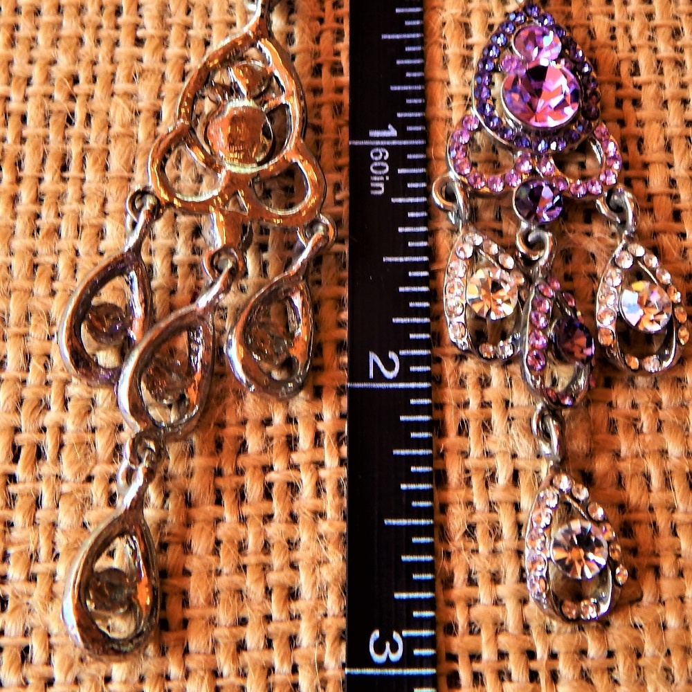 <3 Dazzling Lavender/Clear Rhinestone Earrings <3 - Picture 7 of 7